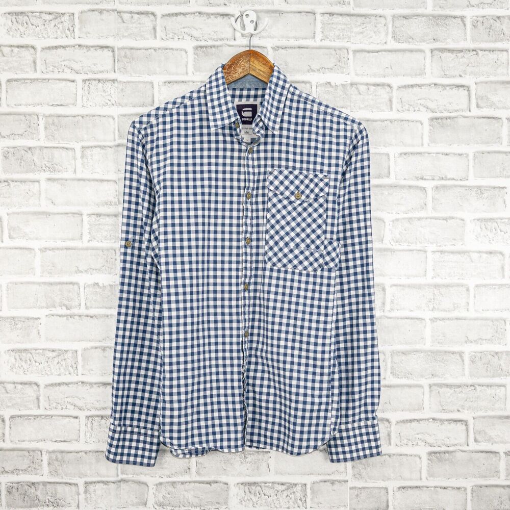 G-STAR RAW Medium Button up Shirt Blue gingham Check